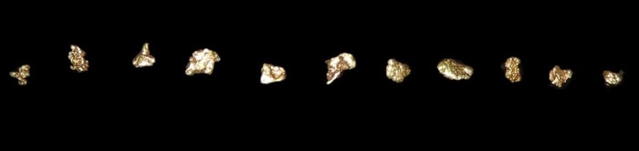 Lot of 12 Natural Gold Nuggets from Alaska. Pure Alaskan Solid Gold, Gold Rush, .1 Grams
