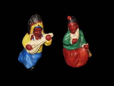 Pair of Antique Indian Salt & pepper Shakers. Vintage 1940's/1950's. Made in Japan. Porcelain