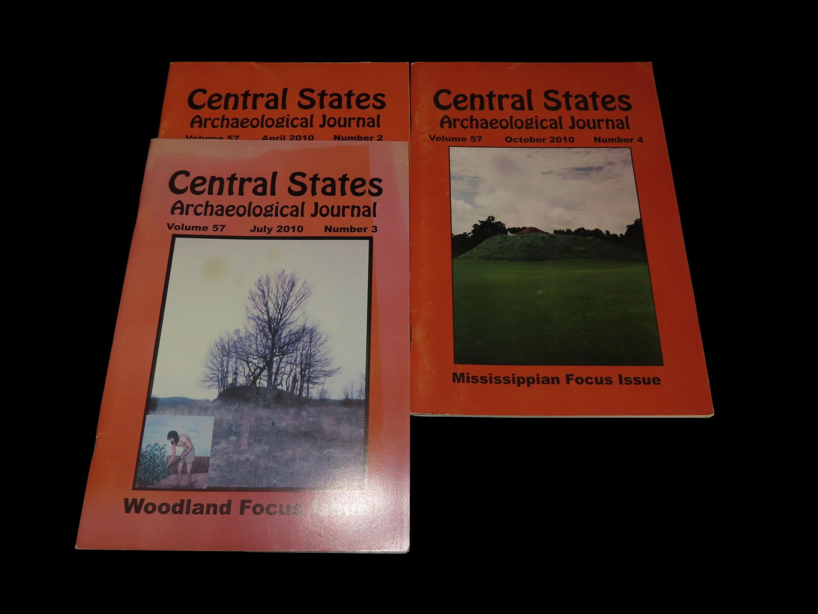 SET OF 3 - 2010 CENTRAL STATES ARCHAEOLOGICAL JOURNALS, INDIAN ARTIFACT, ARROWHEAD, BANNERSTONE, (1 of 3)