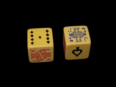 Vintage Pair of Dice, Die, Jack, King, Queen, Poker, Gambling