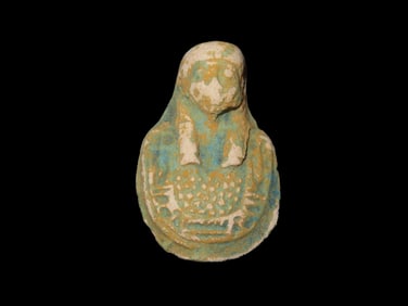 Nice Egyptian Faience Amulet, Pharaoh, 1550-332 BC. Great Example