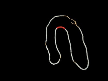 22" Blue & Red Glass Trade Seed Bead Necklace