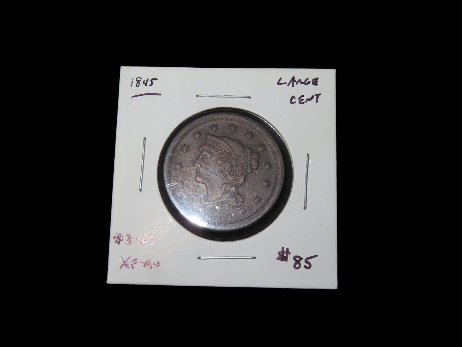 High Grade 1845 Large Cent, Amazing Original Details for a 175 year old coin! VF-XF With a Great (1 of 3)