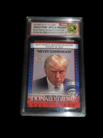 Special Edition President Donald Trump "Never Surrender" Mugshot Card, Baseball Card, Slabbed.