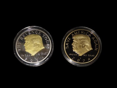 President Trump Coin Collection, Pair of Silver Dollar Sized Coins.