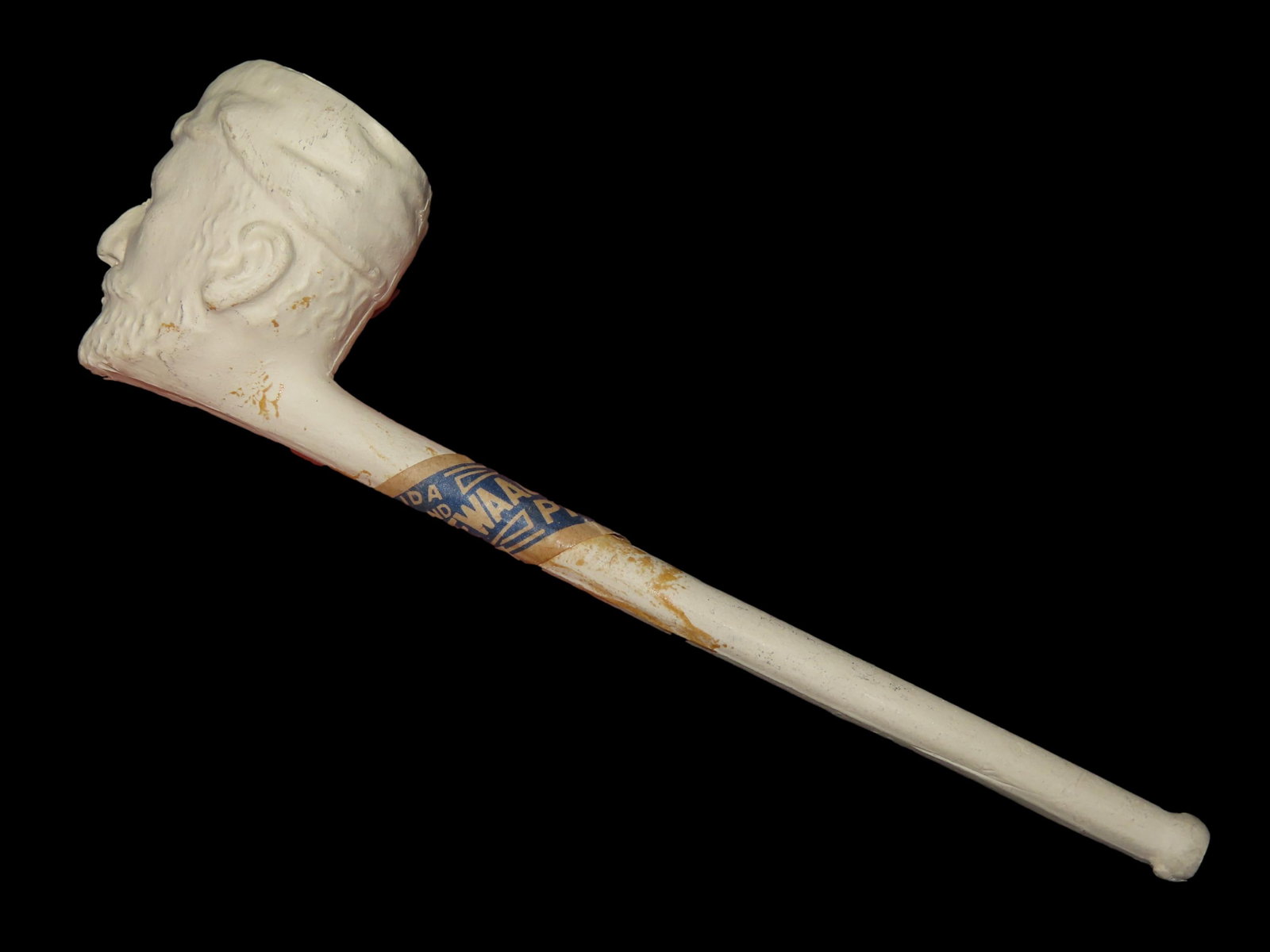 5 1/4" Rare Kaolin, Early Pottery Pipe, Holland: 5 1/4" Rare Kaolin, Early Pottery Pipe, Holland