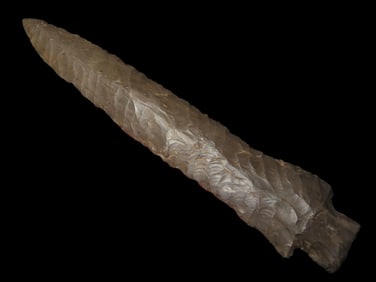 6 15/16" Elk River, Great Flaking, Restored Tip Lightly, Alabama, Ex Walt McIntire Collection
