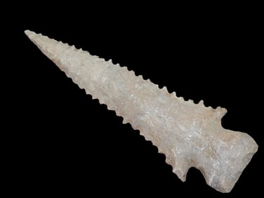 4 1/8" Kirk Serrated Pt., Restored Tip and Base, TN, Ex Walt McIntire Collection
