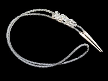 Leather Bolo Tie with Slide made by Sancrest-Sancrest was a jewelry company that produced Native Ame