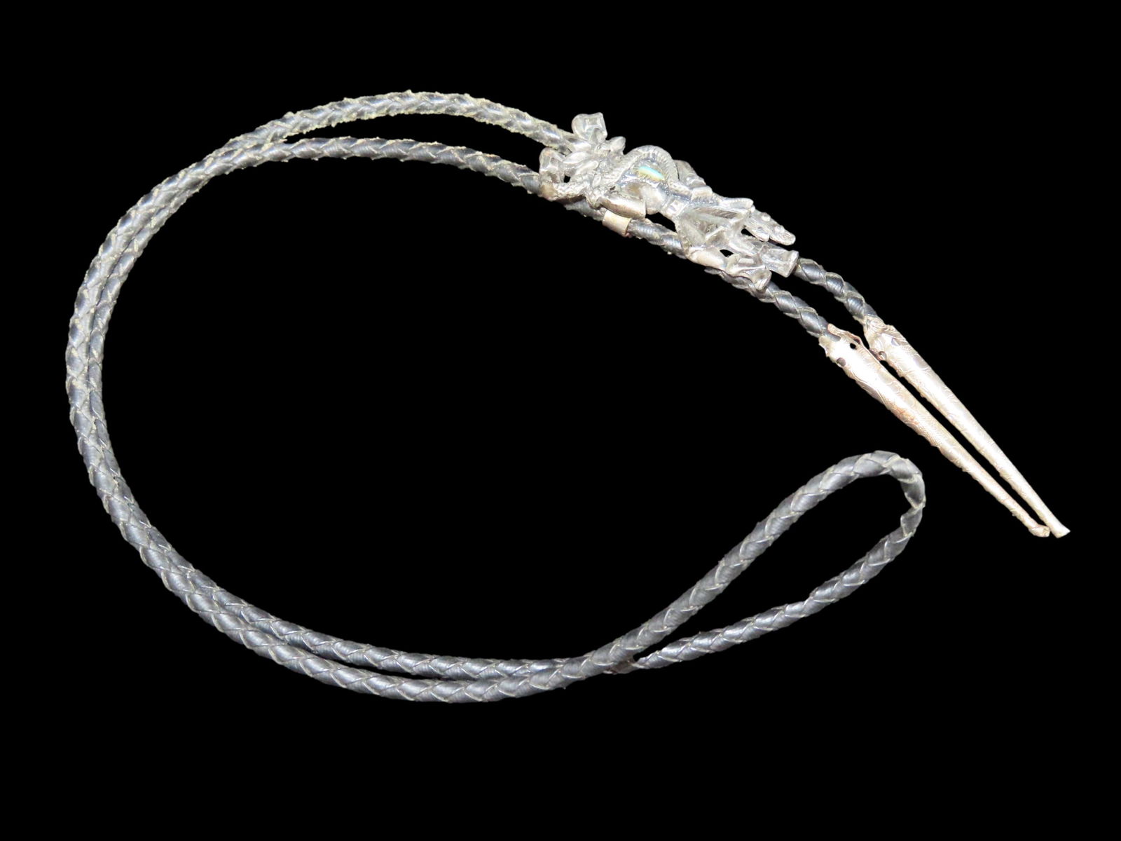 Leather Bolo Tie with Slide made by Sancrest-Sancrest was a jewelry company that produced Native Ame (1 of 9)