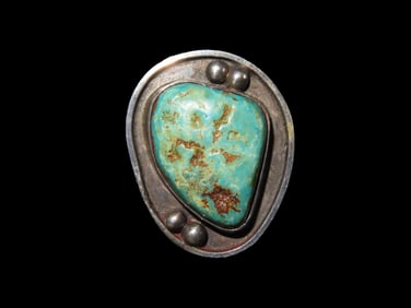 Native American Ring with Turquoise Old Pawn Silver
