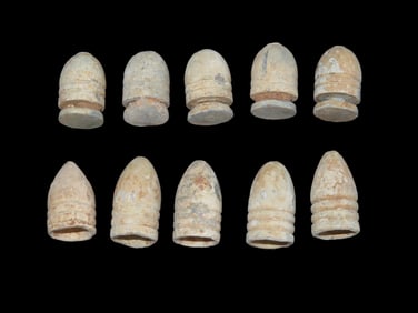 10 Civil War Bullets 2 Types, Found by Boyd Cole in Wayne Co Tennessee while Metal Detecting