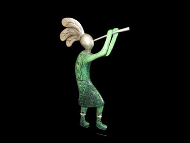 11 3/4" Zuni Kokopeli Dancer Flute Player Broke at Legs Statue