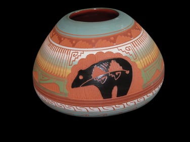 4" Navajo Vase Signed Delbert Louie