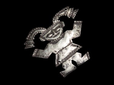2" Pre-Columbian Silver Human Effigy Decoration, Peru