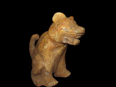 6 3/4" Bone Jaguar Statue Pre-Columbian