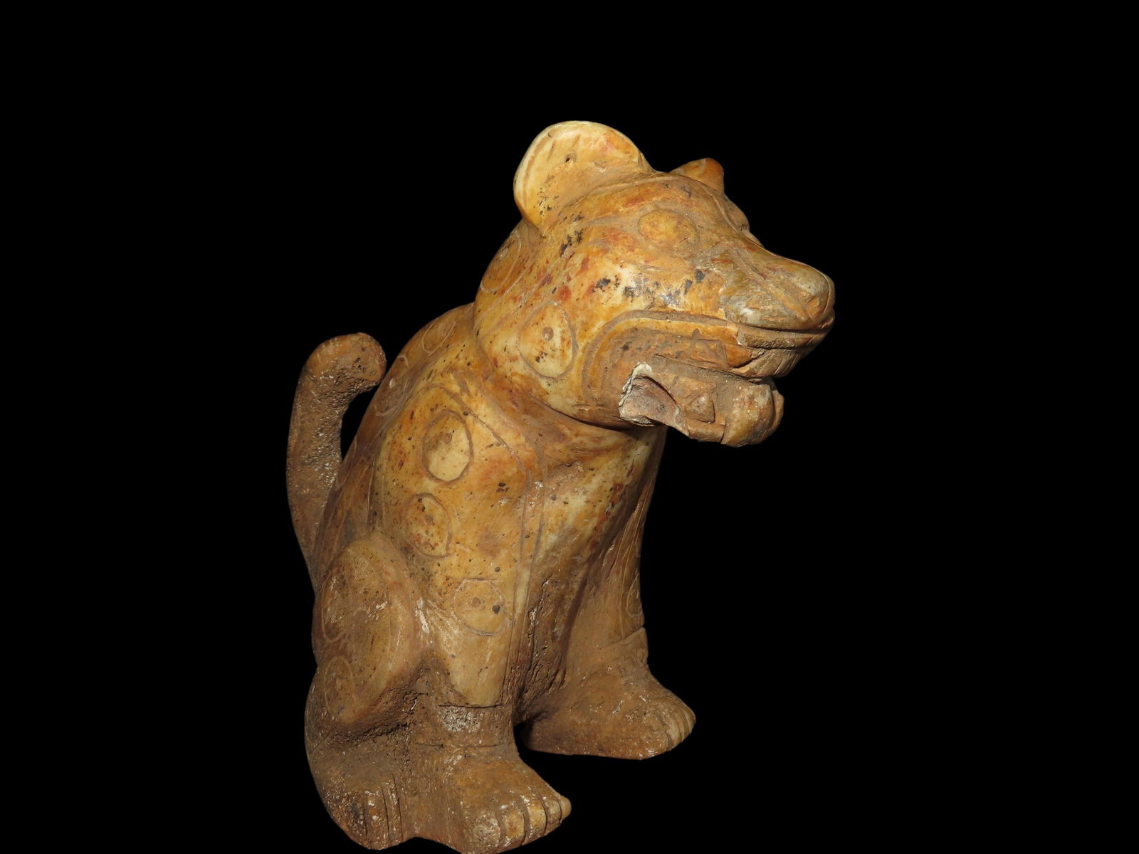 6 3/4" Bone Jaguar Statue Pre-Columbian: 6 3/4" Bone Jaguar Statue Pre-Columbian