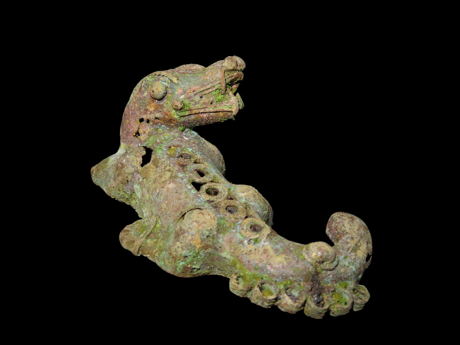 3 1/8" Copper Precolumbian Alligator from South America: 3 1/8" Copper Precolumbian Alligator from South America