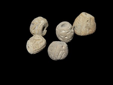 Decorated Pottery Effigy Beads Pre-Columbian Manabi Culture 500 BCE to 500 CE, Ecuador