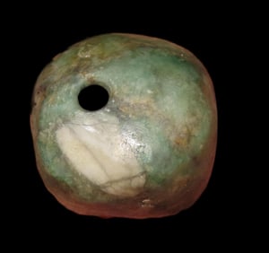 3/4" Super Colorful Pre-Columbian Jade Bead, Guatemala