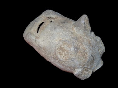 2 1/2" Pre-Columbian Pottery Effigy Human Head, Mayan