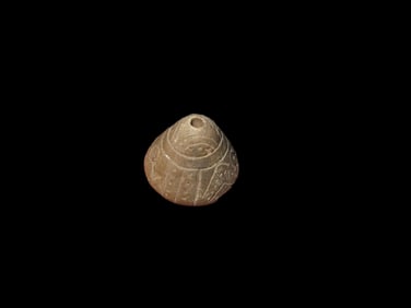 3/4" Highly Decorated Effigy Bead Manabi Culture 500 BCE to 500 CE, Ecuador