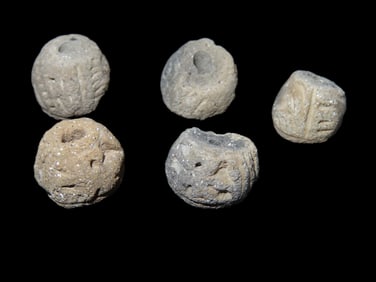 Decorated Effigy Beads Pre-Columbian Manabi Culture 500 BCE to 500 CE, Ecuador