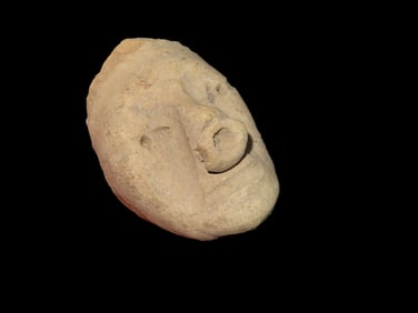 1 5/16" Pre-Columbian Pottery Face Effigy Head Mayan Aztec South America