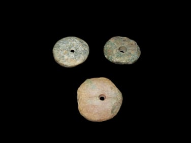 Lot of 3 Pre-Columbian Jade Beads, Guatemala