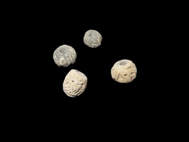 Decorated Effigy Beads Pre-Columbian Manabi Culture CA 500 BCE to 500 CE, Ecuador