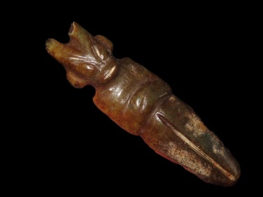 3 7/16" Jade Figure Hongshang Culture