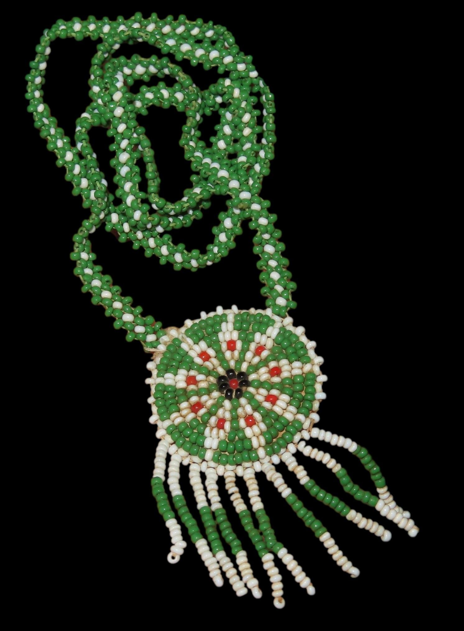 13 1/2" Greene Seed Bead Native American Necklace Medallion (1 of 5)