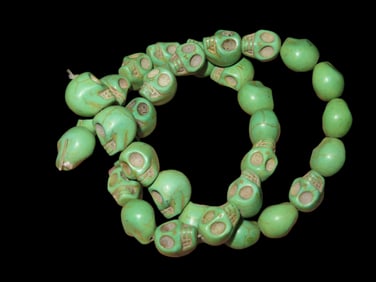 16" Strand Green Skull Beads