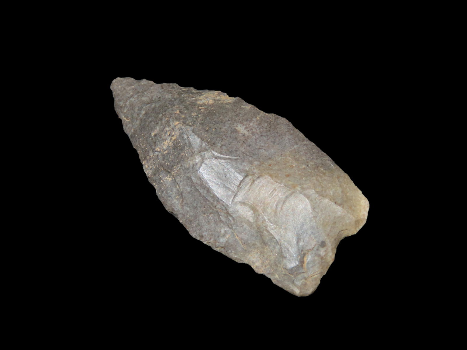 1 7/8" Paleo Lance, Ground Base, found in NE Arkansas, Ex Michael Knabe Collection (1 of 4)