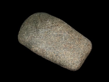 3 3/8" Hafted Celt, Nice hafting area, Granite, found in Henderson Co., , Illinois