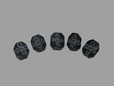 Group of 5 Chinese Engraved Jade Beads