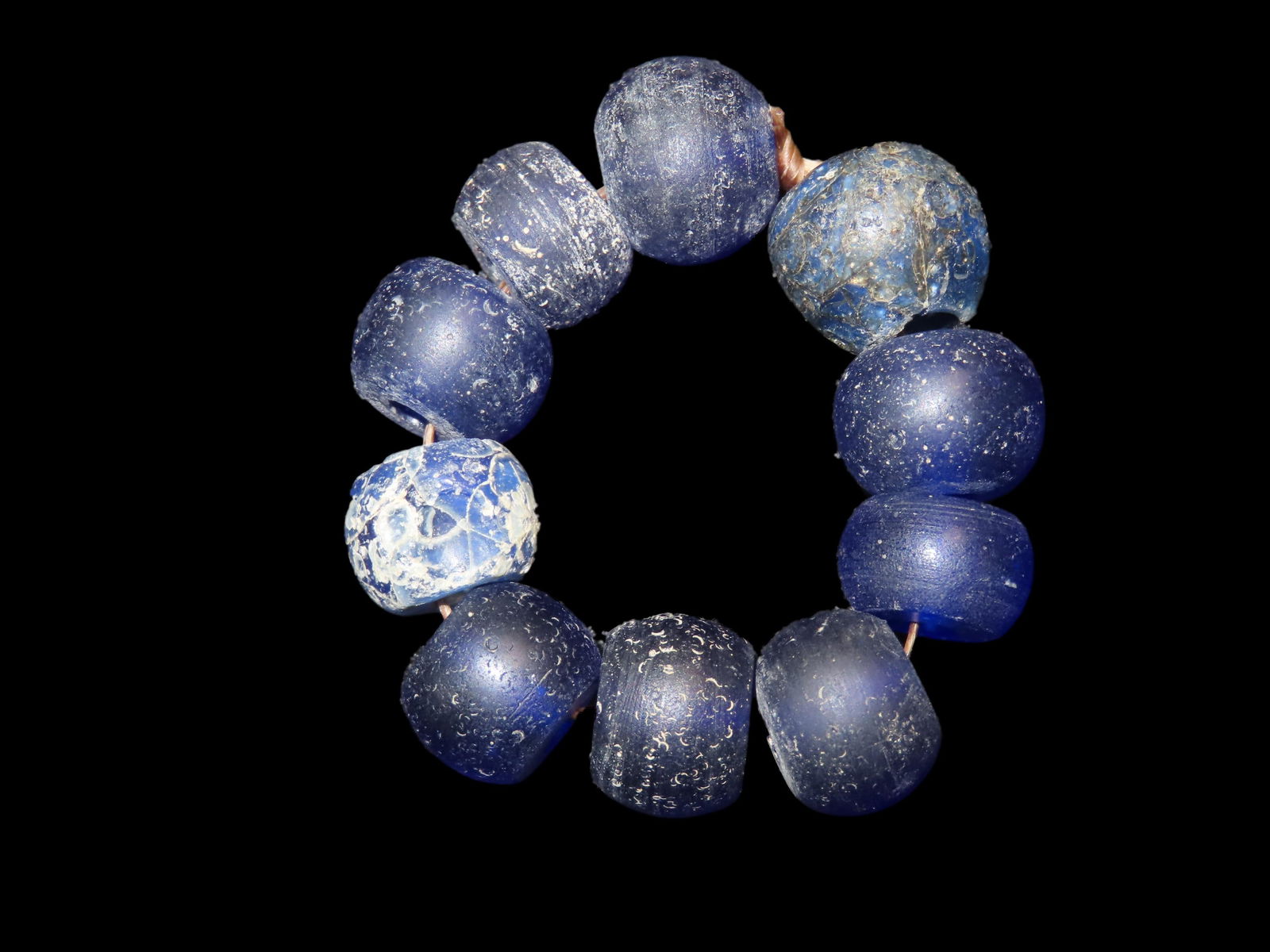 Group of Blue Dutch Glass Trade Beads with nice color (1 of 4)