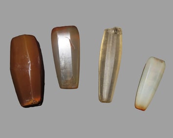 Grouping of 4 Faceted Agate Beads, Pre-Columbian, Found in South America