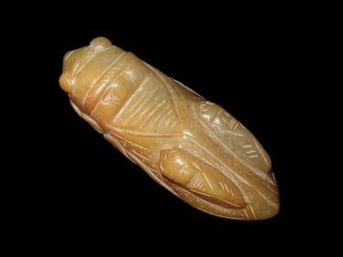 Chinese Jade Antique Effigy Pendant, Hand Made, Cicada Jade Buckle