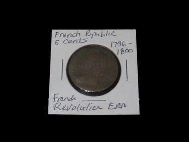 French Republic 5 Cents, 1796-1800, French Revolution Era, Antique Coin