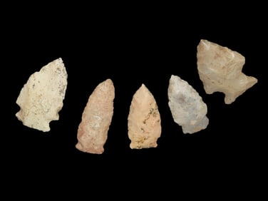 5 Arrowheads, Found by Gary Nelson in Van Buren Co., , IA, Famous YouTube Channel