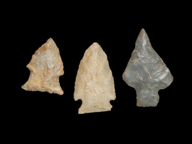 Set Of 3 Quality Arrowheads,N.E Arkansas,Ex Michael Knabe