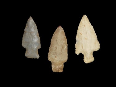 Set Of 3 Quality Arrowheads,Found In N.E Arkansas,Ex Michael Knabe