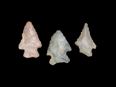 Set Of 3 Quality Arrowheads,Found In N.E Arkansas,Ex Michael Knabe