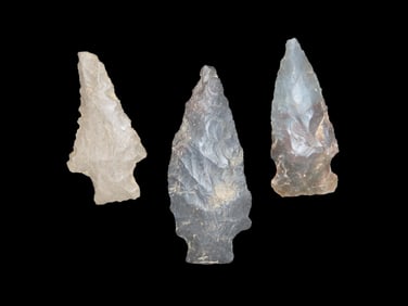 Set Of 3 Quality Arrowheads,Found In N.E Arkansas,Ex Michael Knabe