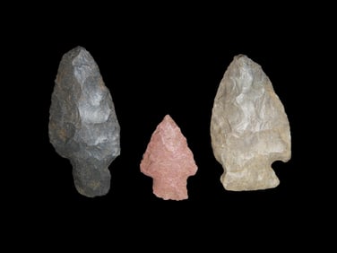 Set Of 3 Quality Arrowheads,Found In N.E Arkansas,Ex Michael Knabe