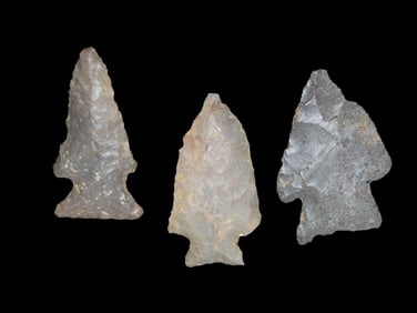 Set Of 3 Quality Arrowheads,Found In N.E Arkansas,Ex Michael Knabe