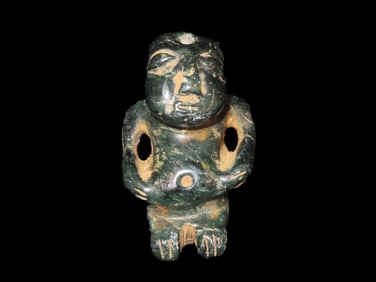 1 1/2'' Jadite Human Effigy Seated Figure,Found In Peru South America Pre Columbian