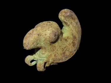 Pre Columbian 1 5/8'' Copper Pendant Featuring A Parrot Tairona
