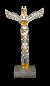 Nice Hand Painted Totem Pole 7 7/8'' Tall Resin Material